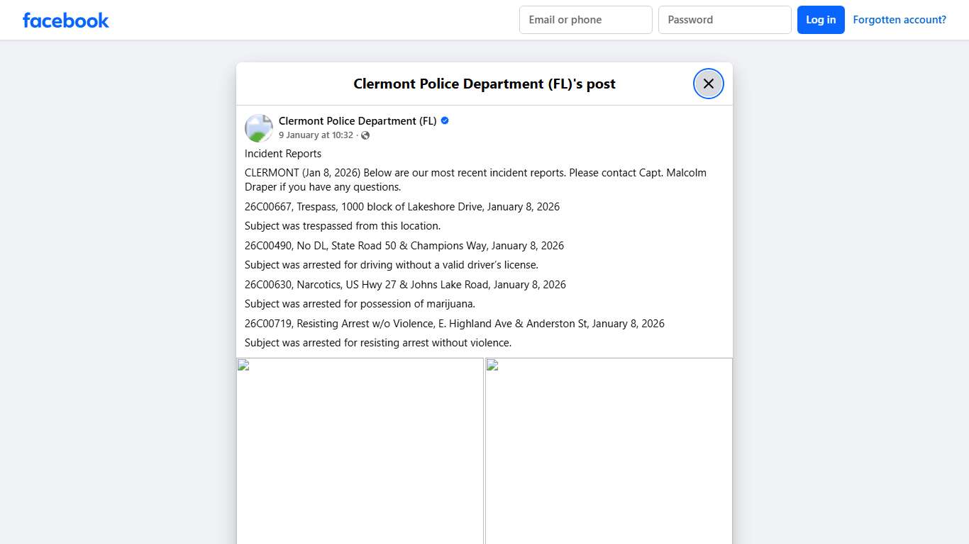 Incident Reports... - Clermont Police Department (FL) | Facebook